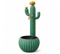 Fontaine Exterieure de Jardin en Forme de Cactus, Colonne Jardin avec Robinet en Laiton et Bac à Serpillière pour Terrasse et Arrière Cour