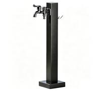 Fontaine Exterieure de Jardin Noire, Colonne à Eau de Jardin Carrée Acier Inoxydable avec Robinet et Crochet pour Cour et Terrasse(6x60cm/2x24in)