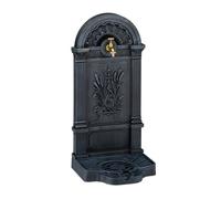 Fontaine extérieure de jardin - RELAXDAYS - Modèle Serpent - Robinet & bac rond - Aluminium gris - À poser/à fixer