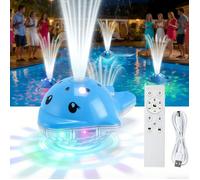 Fontaine Flottante pour Piscine avec Télécommande, Lampe de Piscine Rechargeable en Forme de Dauphin, IP68 Étanche, 12 Modes