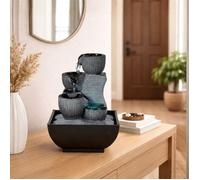 Zen'Light - Fontaine d’Intérieur Kini Cascade Zen Relaxante avec Lumière LED Coloré - Décoration Salon, Chambre, Bureau Moderne, Idéal Méditation et Détente - pour Table Circuit Fermé - H 18 cm
