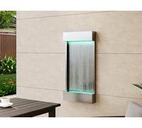 Fontaine murale extérieure/intérieure en acier inoxydable avec LED - L. 56.5 x H. 122 cm - Argenté - SOLINA