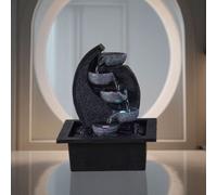 Fontaine Nature Jarre En Cascade Résine Gris Avec Éclairage Led - H26 Gris