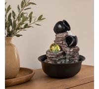Fontaine d’Intérieur Cascade Jarre Nature Zen Relaxante Lumière Coloré, Idée Cadeau Fête, Déco en Mouvement - Fontaine de Table, Objet Déco Feng Shui Porte-Bonheur, H25cm - Verso Zen’Light