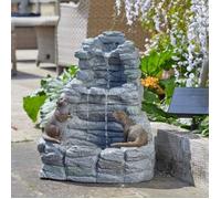 Fontaine - SMART GARDEN - Loutres Taquines - Solaire et Batterie - Résine - 55 cm