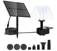 Fontaine solaire 1.5W/5V, 7 styles de jet, pour étang, bain d’oiseaux, jardin, pompe à eau solaire