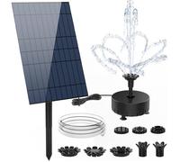 Fontaine Solaire 10W DIY Fontaine Solaire Exterieure de Jardin avec 12 Styles Buses,pour Bassin, Bains d'oiseaux, Petits étangs