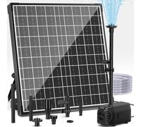 Fontaine solaire, 25 W, 1200 l/h, pompe solaire pour bassin avec filtre, 4 buses, 2 mètres de tuyau d'eau, 5 mètres de câble, jeu d'eau à faire soi-même