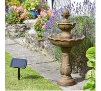 Fontaine solaire à 3 niveaux - SMART SOLAR - Kingsbury - Cascade - Résine - Marron et gris pierre vieillie