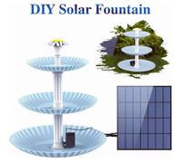 Fontaine Solaire AISITIN 3,5W - Panneau Stratifié - Bain d'Oiseau 3 Couches Bleu Ciel - Pompe DIY - Mangeoire Extérieur