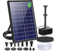 Fontaine Solaire de 8 W pour l'Extérieur avec Batterie de 3600 mAh Pompe pour Bassin avec Filtre Flottante en ABS