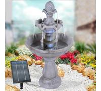 Fontaine solaire de jardin Pompe d'étang de jardin avec lumière Asia-Garten pour terrasse, balcon, avec fonction de démarrage immédiat de la pompe avec batterie lithium-ion et lumière LED