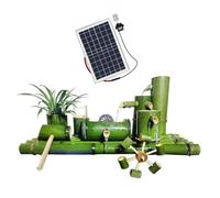 Fontaine solaire en bambou, fontaine d'eau de jardin en bambou avec pompe à eau USB DC 3 W, panneau solaire avec cadre en aluminium 9 V 10 W, pompe à eau 12 V 5 W DC, pour pelouse d'arrière-cour,65cm