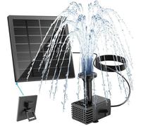 Fontaine Solaire Extérieur, Flottante Pompe Bassin Solaire, Fontaine Solaire Verre avec 8 Buses, 9.84ft Fil pour Bain d'oiseaux,Noir