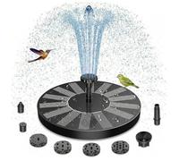 Fontaine Solaire Extérieure 1,5W, Pompe Flottante Jardin avec 6 Jets et Supports, Bain d’Oiseaux Étang Terrasse