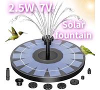 Fontaine solaire extérieure 1W/1.5W/2.5W, Kit de pompe de fontaine solaire pour étang de jardin avec 6 buses pour la décoration de jardin 1.5W