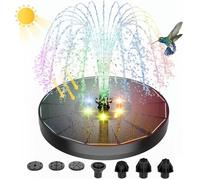 Fontaine solaire extérieure de jardin 3W avec pompe pour bassin, lumières colorées LED et 7 buses - Aburnudrey