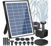 Fontaine Solaire Extérieure de Jardin, 6,5W Pompe Solaire Bassin Exterieur, Solaire Flottant Extérieur Fontaine avec 9 Buse