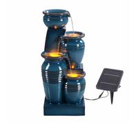 Fontaine solaire extérieure - Teamson Home - cascade 4 bols bleu décoration jardin