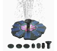 Fontaine solaire flottante avec 7 buses interchangeables de secours pour batterie Matériau ABS pour bain d'oiseaux, bassin, piscine, fontaine extérieure à énergie solaire (B)