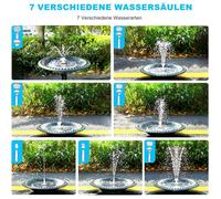 Fontaine Solaire LED 5.5W avec 7 Styles de Jets - Pompe à Eau Solaire pour Bain d'Oiseaux et Étang Jardin