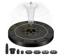 Fontaine Solaire LED Colorées, 3W Fontaine Solaire Pompe avec 1500mAh Batterie, Flottante Pompe Bassin Solaire avec 6 Buses pour pour Bain d'oiseaux, Étang, Piscine, Patio
