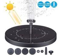 Fontaine Solaire Pompe, 2W Pompe à Eau Solaire Alimenté par Batterie Intégrée avec 6 Buses, Fontaine Flottante pour Bains d'oiseaux G