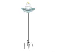 Fontaine solaire pour oiseaux avec support en métal, fontaine d'extérieur à énergie solaire pour oiseaux, jardin, terrasse, pelouse, décoration de la faune, attracteur (bleu)