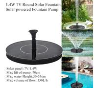 Fontaine Solaire Ronde 1.4w 7v, Pompe À Énergie Solaire, Fontaine D'eau De Jardin, Piscine, Panneau Solaire, Fontaine Flottante
