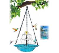 Fontaine suspendue à eau oiseaux alimentée à l'énergie solaire modèle à trois niveaux avec pompe à eau solaire grande fontaine colib