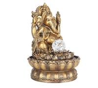 Fontaine Table avec Statue Ganesh et Effet Cascade | Avec éclairage LED pour maison, bureau, l'intérieur et l'extérieur : jardin, terrasse, cour, décoration Feng Shui Zen