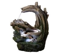 Fontaine - Teamson Home - jardin extérieure 82 cm design roches effet forêt bois éclairage LED intégré gris