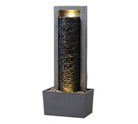 Teamson Home Fontaine de Jardin Haute Cascade extérieure Gris foncé | LED, Roche superposée, Patio, Durable