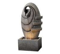 Teamson Home Fontaine Ovale Moderne Cascade exterieure LED Chaude Debit reglable compacte Gris