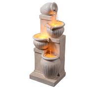Fontaine - Teamson Home - solaire 4 niveaux Cascade extérieure LED écologique sans fil aspect pierre naturelle