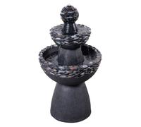 Teamson Home Fontaine Zen 3 Niveaux Cascade extérieure Finition Pierre Gris foncé