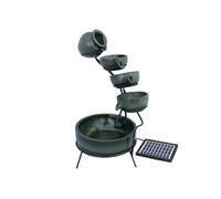 Fontaine de jardin - Énergie Solaire - 4 Niveaux - Résine Durable - Vert - Décor Extérieur