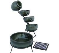 Fontaine de jardin - Énergie Solaire - 4 Niveaux - Résine Durable - Vert - Décor Extérieur