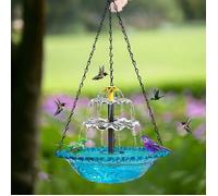 Fontaines à oiseaux solaires en cascade - Ensemble de bassin à oiseaux suspendu extérieur et fontaine à eau solaire