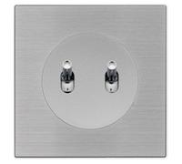 FONTINI Double va-et-vient ALU avec manette chrome DOM et plaque simple métallisée gris