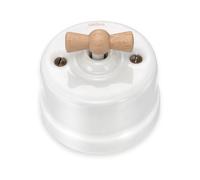 Fontini - Interrupteur va-et-vient Garby blanc manette hÃªtre Ã64,5 mm - Blanc