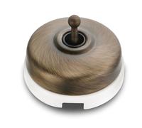 FONTINI - Interrupteur Va & Vient Porcelaine Blanche Coque Bronze