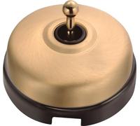 FONTINI - Interrupteur Va & Vient Porcelaine Noire Coque Dorée Satinée