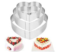 Fonyet Cercle Patisserie Coeur 3 Pcs Moule Gateau Coeur Cercle à Patisserie en Acier Inoxydable diamètre 10/15/20 cm Moule cœur pour la préparation de gâteaux et pâtisseries