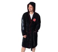 Foo Fighters Peignoir à capuche noir avec logo pour homme | Tenue d'intérieur douillette en polaire à manches longues | Articles musicaux pour la détente | Produits officiels des