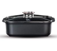 food appeal Black Marble casserole, marmite, grilloir avec couvercle en verre aromatique, revêtement anti-adhésif | design marbre noir | pour cuisinière à gaz, induction, céramique et électrique