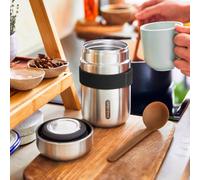 Food flask isotherme-noir-400ml-anti-fuite-6h chaud 8h froid-avec cuillère