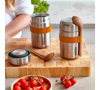 Food flask isotherme-orange-400ml-anti-fuite-6h chaud 8h froid-avec cuillère