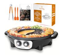 Food Party Hot Pot Electrique Appareil Fondue Chinoise et Barbecue Coréen électrique de Table 220V 2200W 2 in 1 Hotpot Wok BBQ Grill d'intérieur sans Fumée pour 2 à 8 Personnes