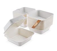 FOOGO Green 200 Boîtes Burger Bagasse 15cm 480ml à Emporter | Pulpe de canne à sucre, Écologiques, Compostables, Biodégradables, Repas à emporter, Traiteur, Fermeture sécurisée